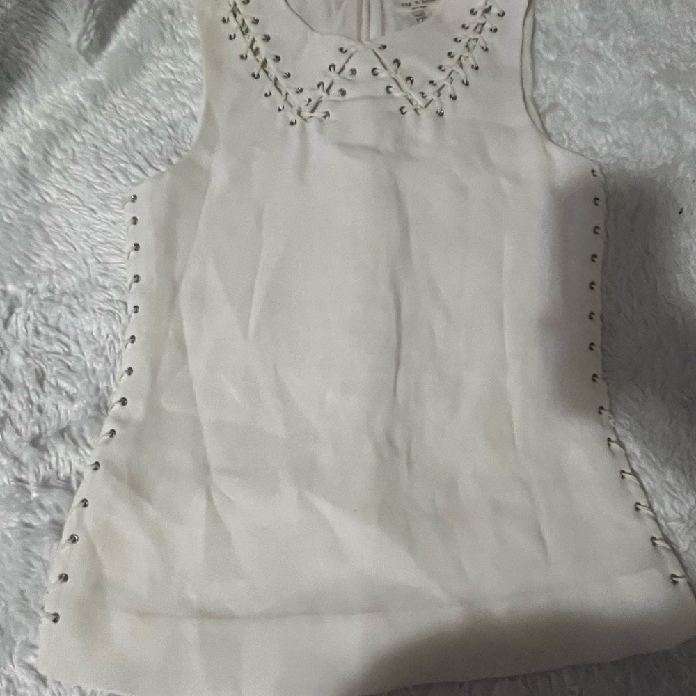 Rag &Bone Cream Sleeveless Top whit lace up details size XS